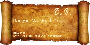 Barger Valdemár névjegykártya